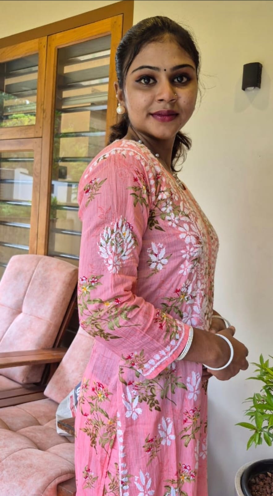 Printed Mulmul Chikankari kurti