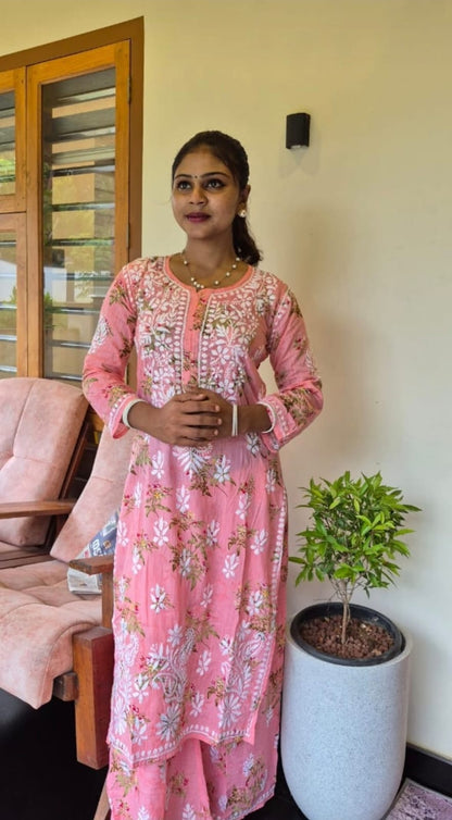 Printed Mulmul Chikankari kurti